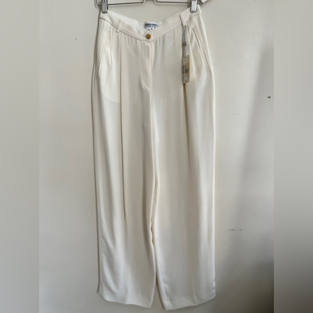 Giorgio Armani Cream Dress Pants Straight-Leg NWT